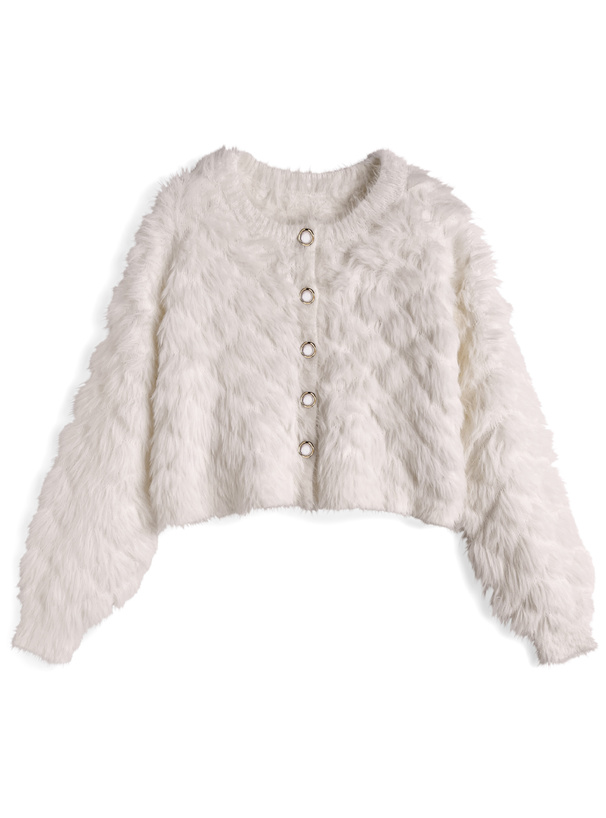 シャギーニットショート丈カーディガン[so35]