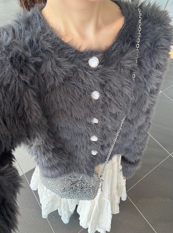 シャギーニットショート丈カーディガン