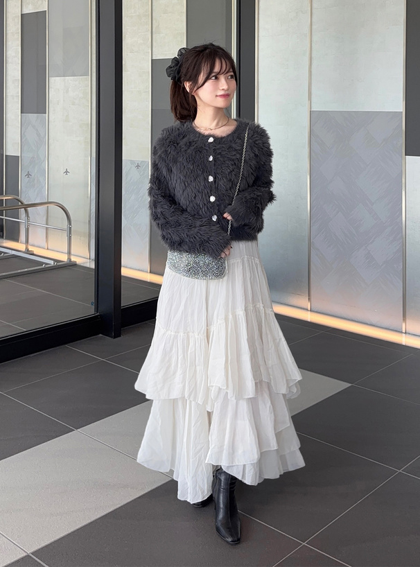 シャギーニットショート丈カーディガン