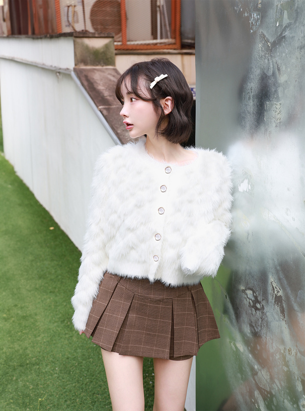 シャギーニットショート丈カーディガン