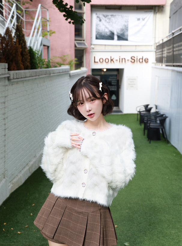 シャギーニットショート丈カーディガン