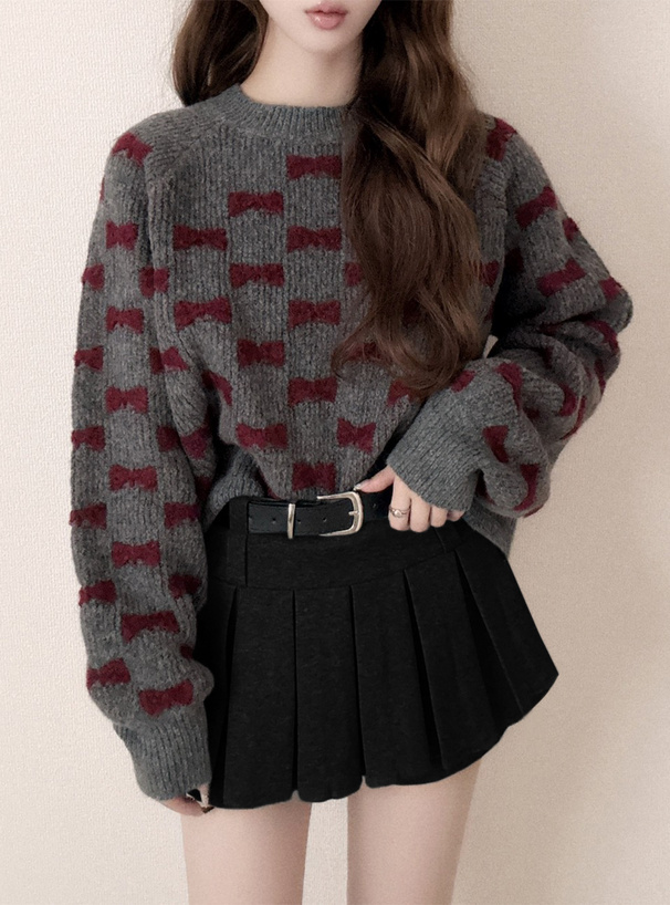 リボンニットトップス