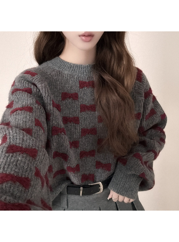 リボンニットトップス