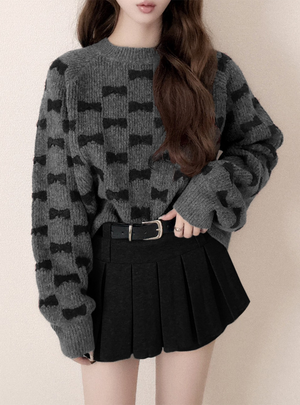 リボンニットトップス