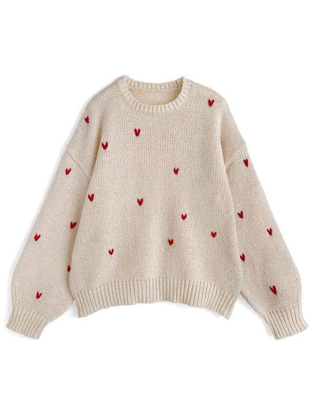 ハート刺繍ニットトップス[so41] | レディースファッション通販の