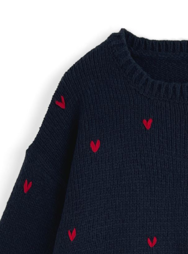 ハート刺繍ニットトップス