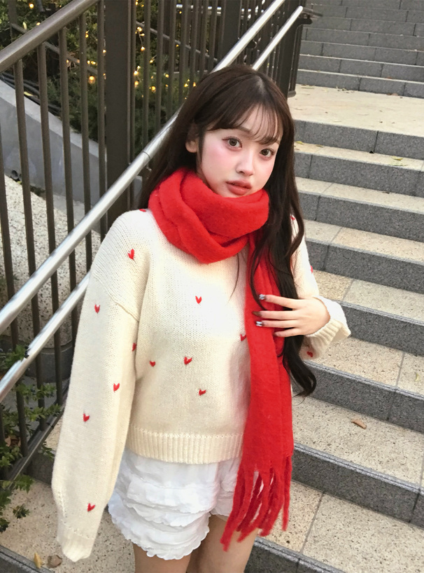 ハート刺繍ニットトップス[so41] | レディースファッション通販の