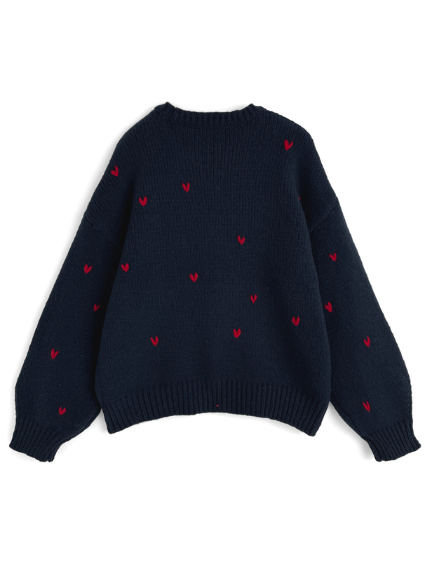 ハート刺繍ニットトップス