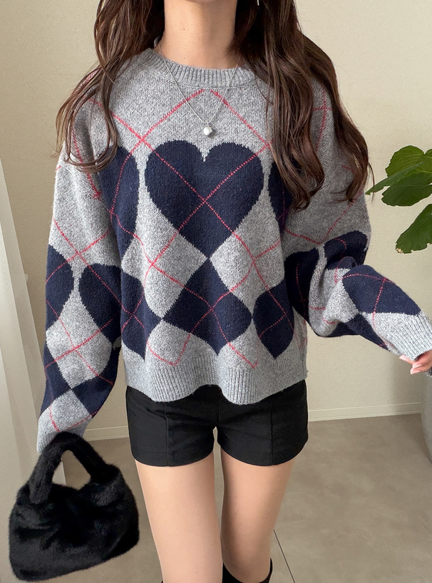 アーガイル柄ニットトップス[so42] | レディースファッション通販の