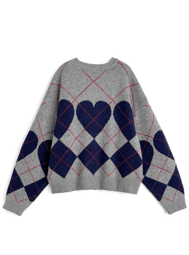 アーガイル柄ニットトップス