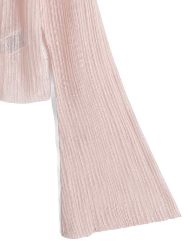 Vネックフレアスリーブシアーニットカーディガン