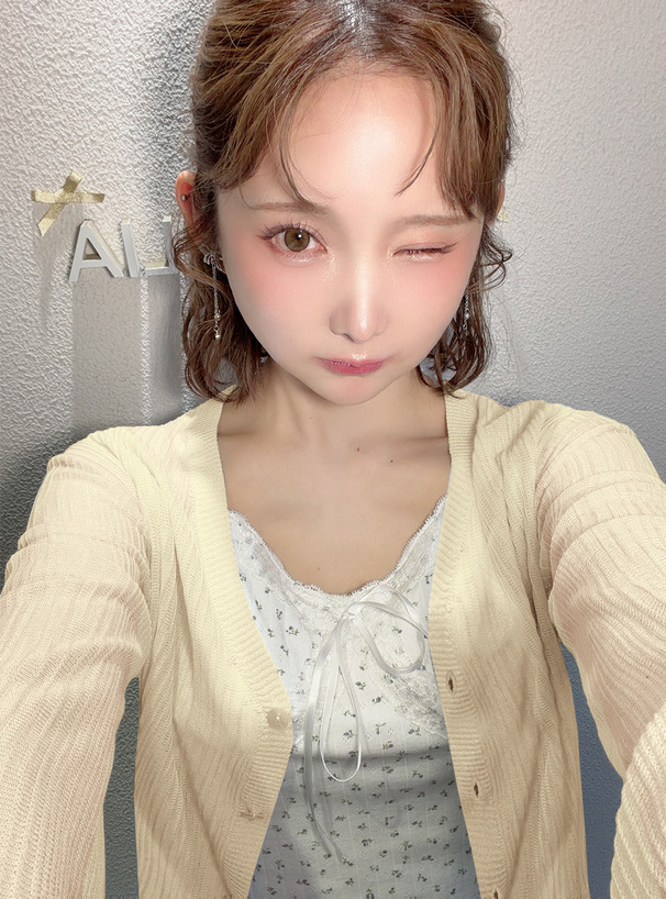 Vネックフレアスリーブシアーニットカーディガン