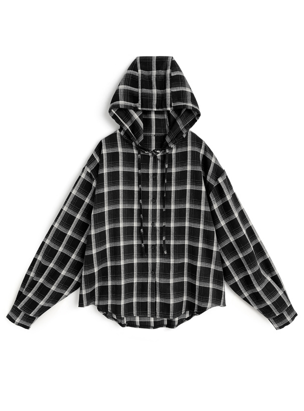 フード付きチェック柄シャツ[sr34] | レディースファッション