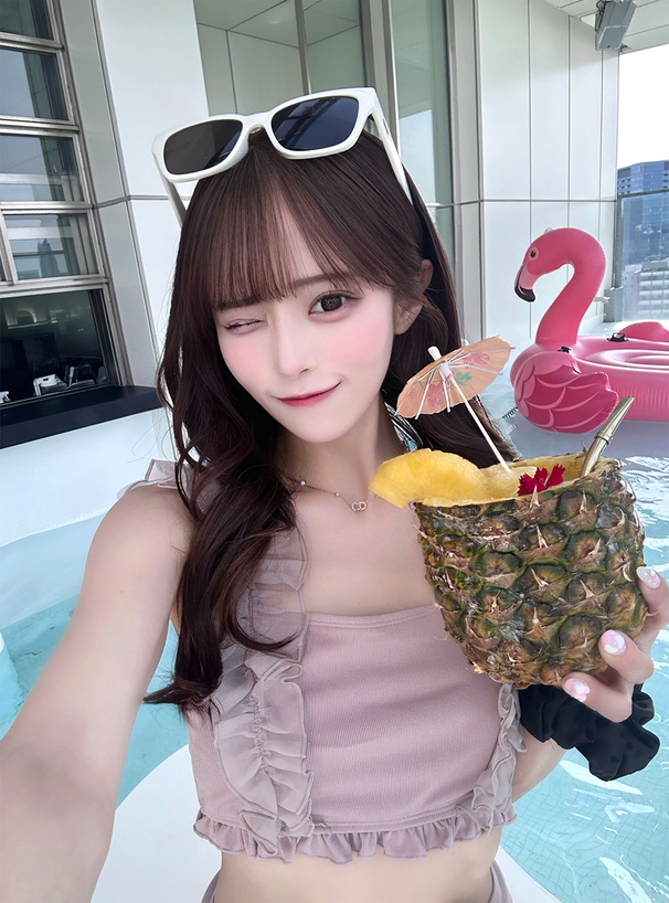 チュールフリルショルダーリボンビキニ水着