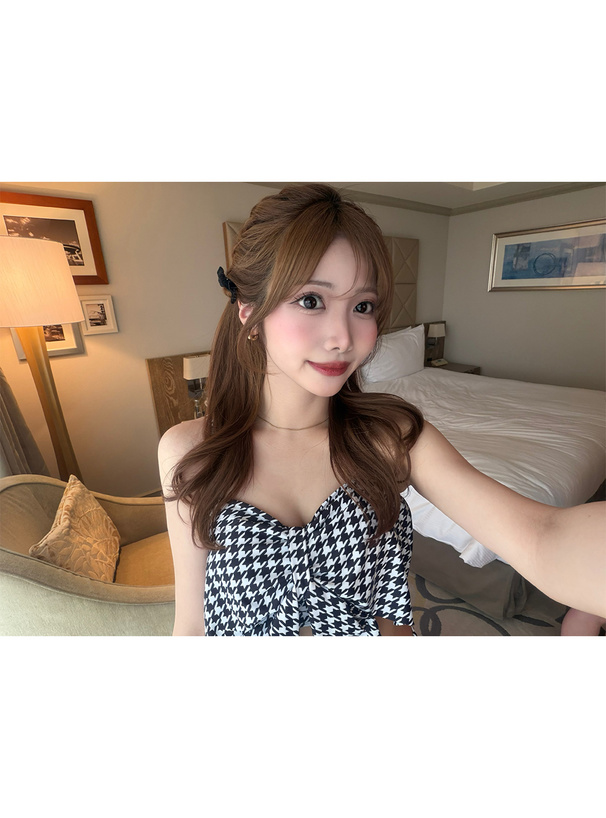千鳥柄リボンデザインビキニ水着