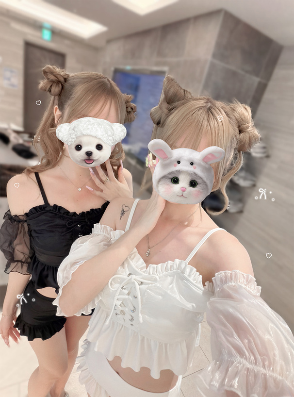 オーガンジーレースアップオフショルダーフリルビキニ水着