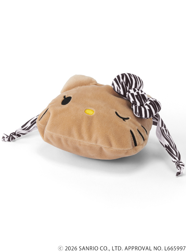 サンリオキャラクターズコラボ　ゼブラ柄日焼けハローキティフェイス巾着