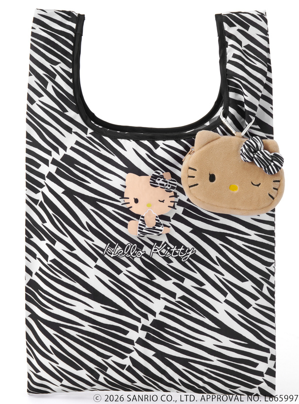 サンリオキャラクターズコラボ　ゼブラ柄日焼けハローキティミニポーチ付きエコバッグ[sz029]