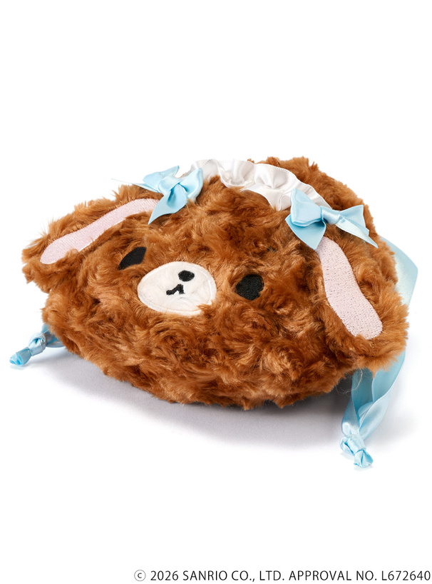 サンリオキャラクターズコラボ　くるくるファーヘッドドレスシュガーバニーズくろうさフェイス巾着