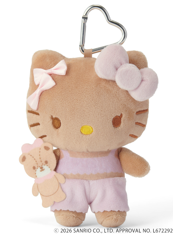 サンリオキャラクターズコラボ　ダブルピンクリボン付き日焼けハローキティマスコット