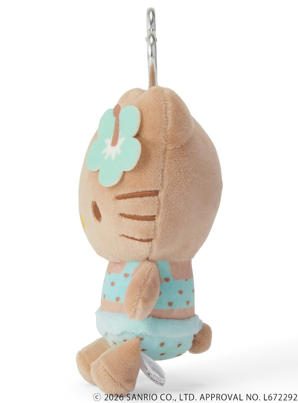 サンリオキャラクターズコラボ　ハートドット柄ハイビスカス付き日焼けハローキティマスコット