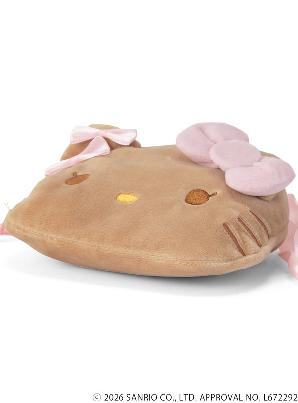 サンリオキャラクターズコラボ　ダブルピンクリボン付き日焼けハローキティフェイス巾着