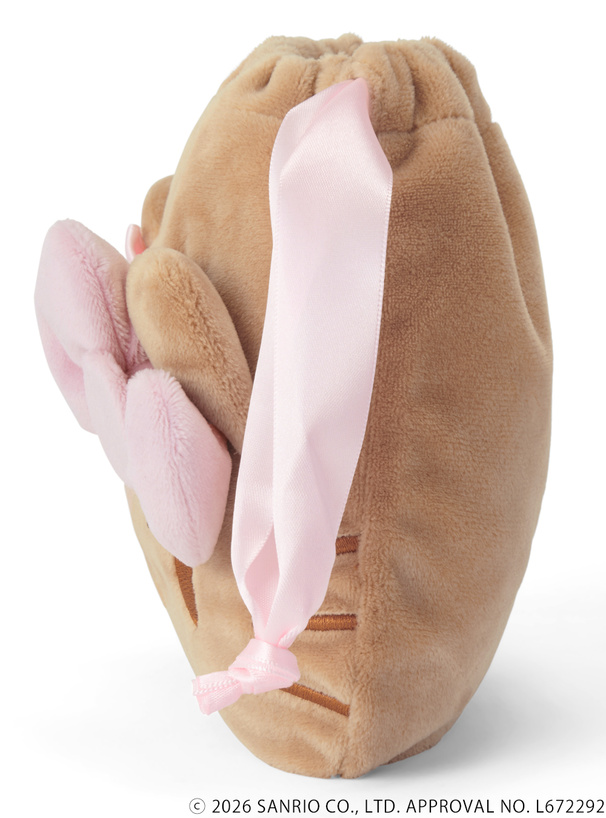 サンリオキャラクターズコラボ　ダブルピンクリボン付き日焼けハローキティフェイス巾着