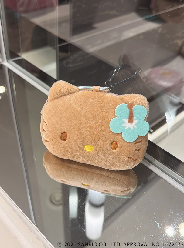 サンリオキャラクターズコラボ　ハートドット柄ハイビスカス付き日焼けハローキティミニポーチ付きエコバッグ