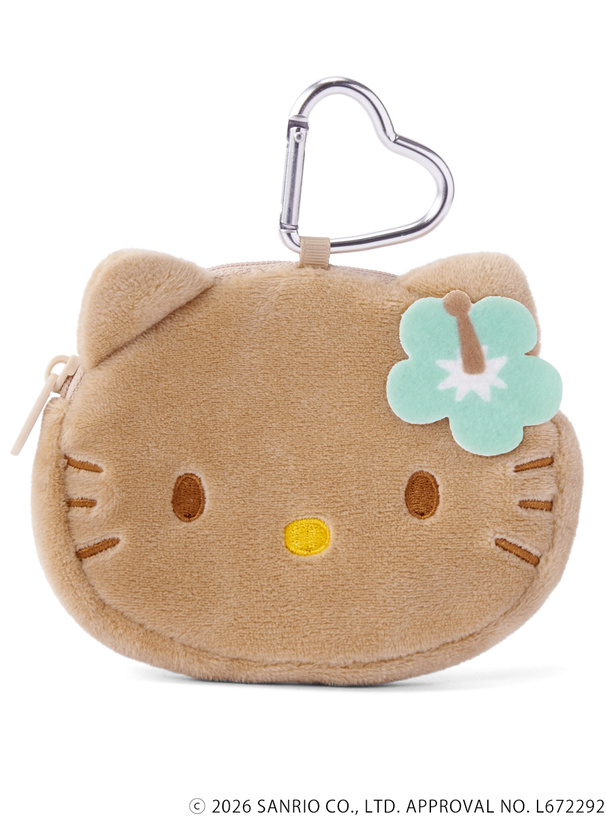 サンリオキャラクターズコラボ　ハートドット柄ハイビスカス付き日焼けハローキティミニポーチ付きエコバッグ