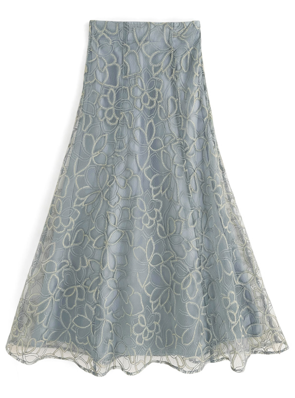 花柄刺繍シアーフレアスカート[ta028] | レディースファッション通販の