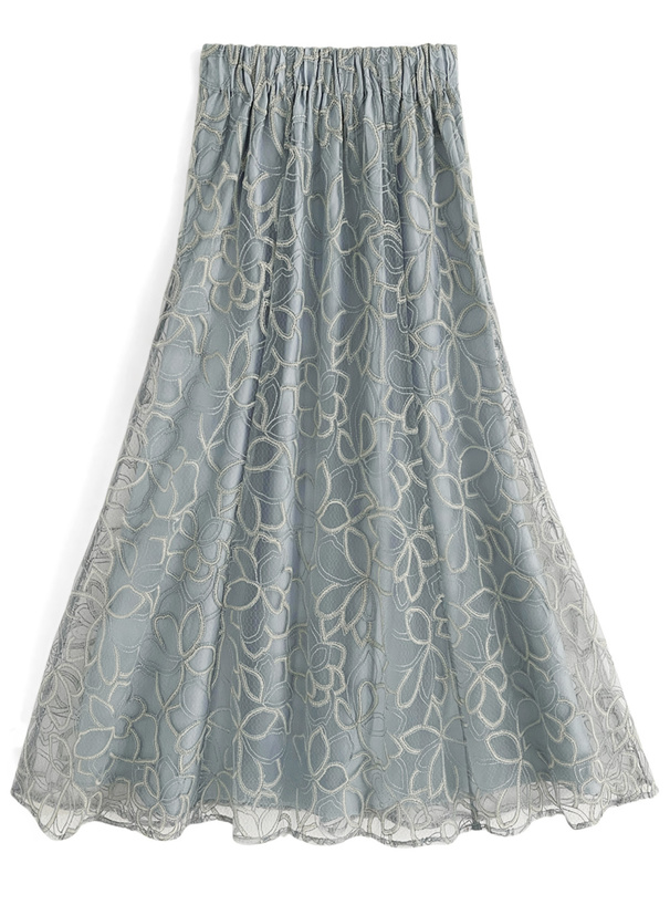 花柄刺繍シアーフレアスカート[ta028] | レディースファッション通販の