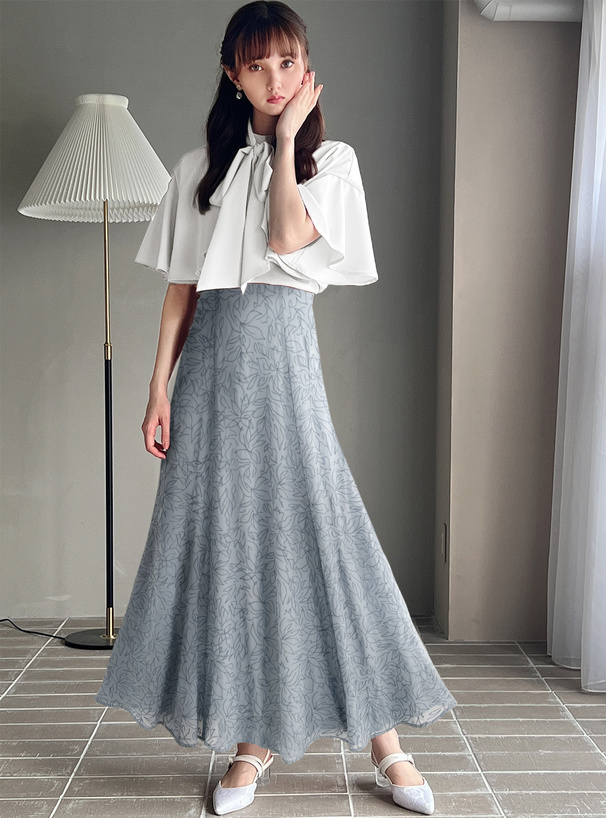 花柄刺繍シアーフレアスカート[ta029] | レディースファッション通販の