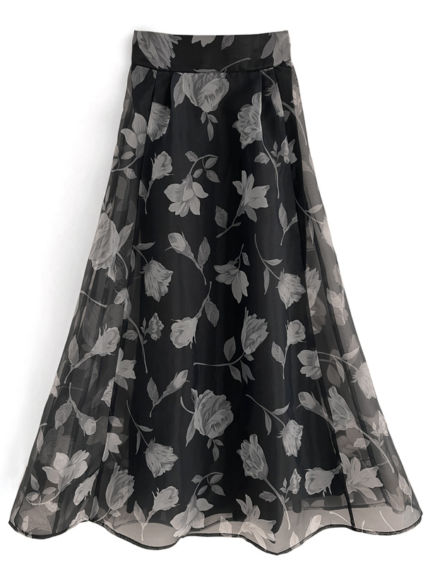 オーガンジー花柄フレアスカート[ta052] | レディースファッション通販 