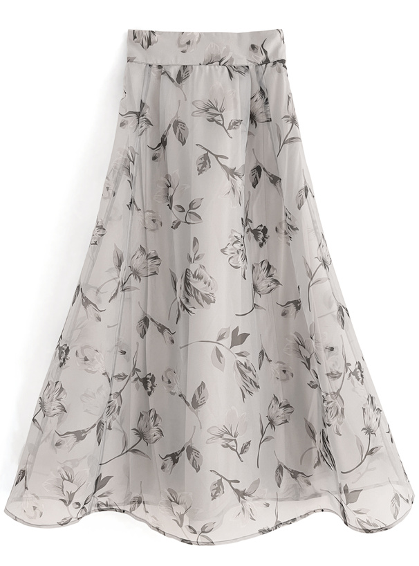 オーガンジー花柄フレアスカート[ta052] | レディースファッション通販
