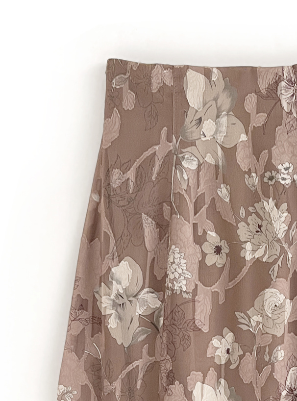 花柄シアーサイドギャザーロングスカート[ta070] | レディース