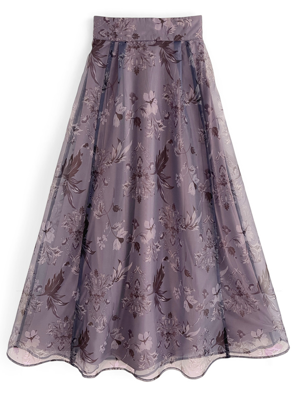 花柄オーガンジーフレアスカート[ta073] | レディースファッション通販