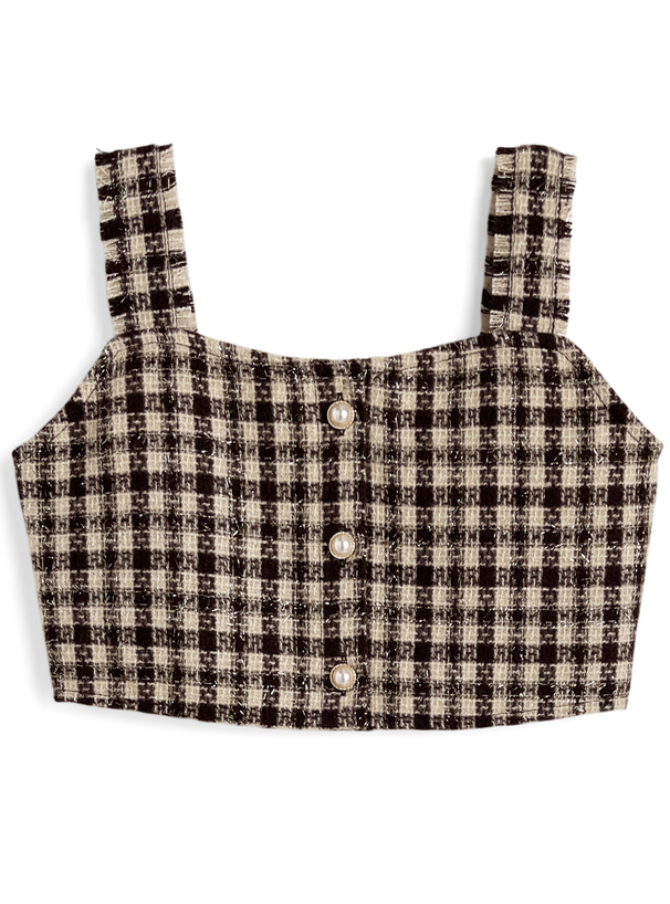 ラメツイードビスチェ×インパン裏地付きフレアミニスカートセットアップ