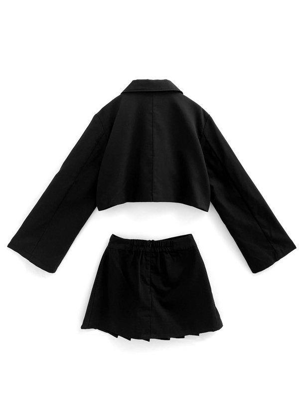 クロップド丈ジャケット×プリーツミニスカートセットアップ