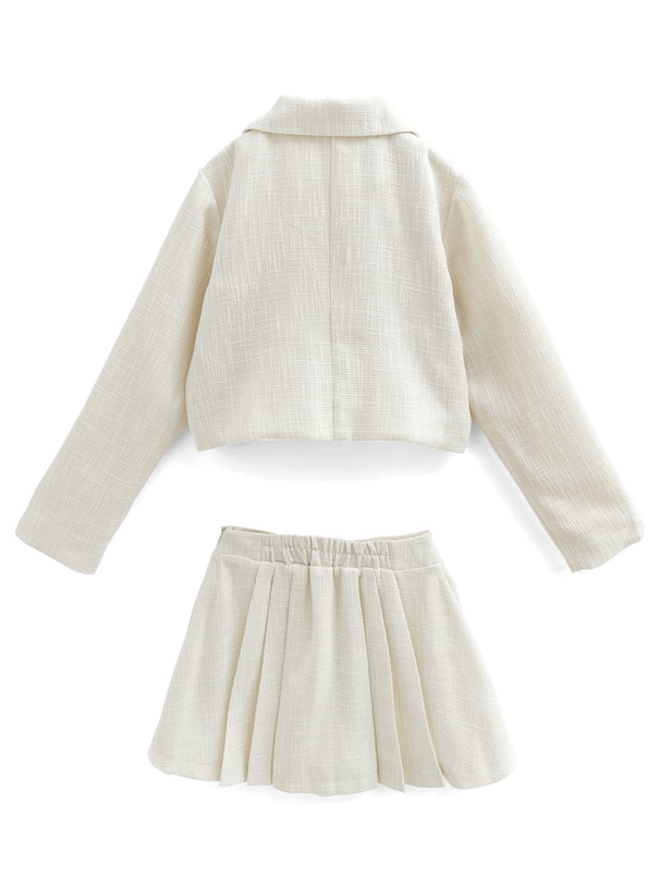 ジャケット×プリーツミニスカートツイードセットアップ