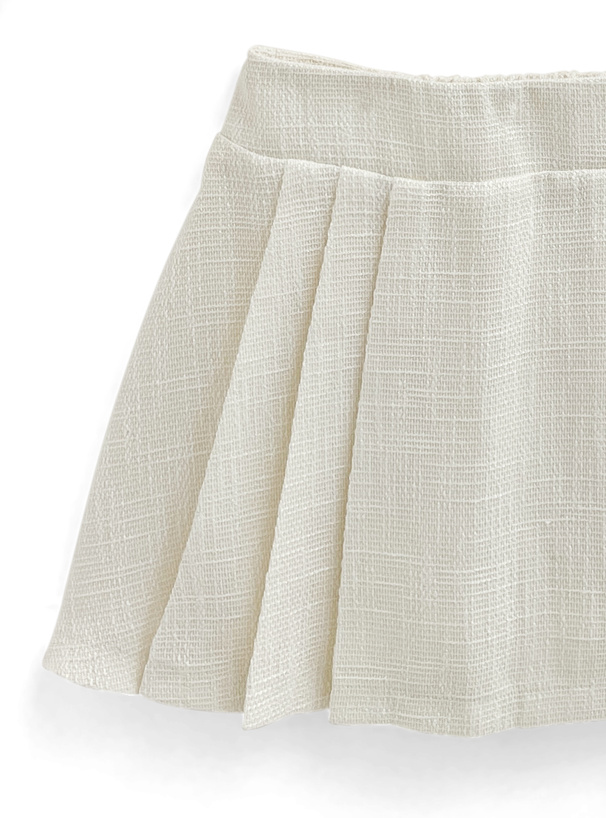 ジャケット×プリーツミニスカートツイードセットアップ