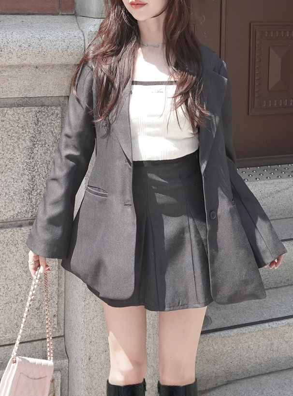 テーラーメイド　ナイロンジャケット　スカート　セットアップ セットアップ ジャケット風トップス スーツスタイル[品番