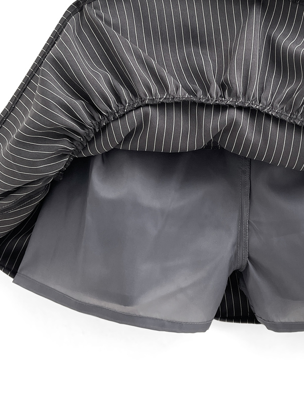 インパン裏地付きストライプ柄リボンティアードミニスカート