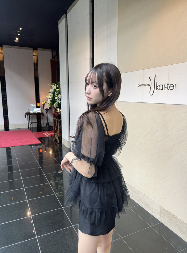 チュールリボンボレロ×ペプラムチュニックアンサンブル