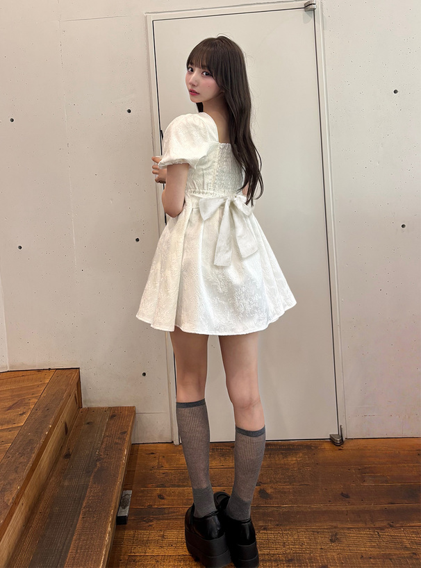 花柄ジャガードバックリボンミニワンピース[ta261] | レディース