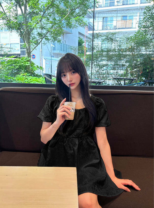 花柄ジャガードバックリボンミニワンピース