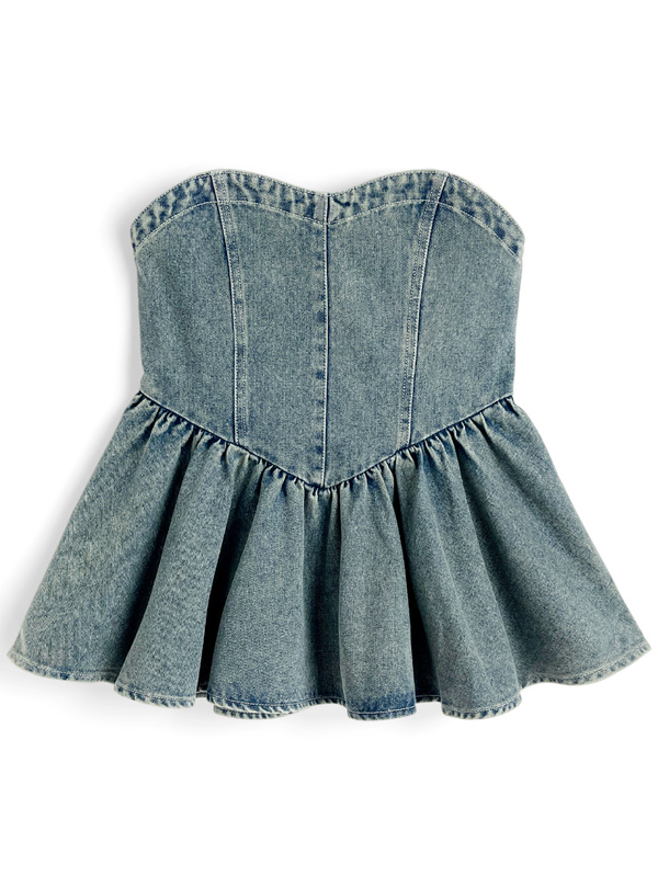 デニムチューブトップス