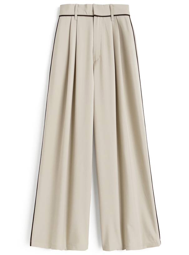 パイピングラインタックワイドパンツ