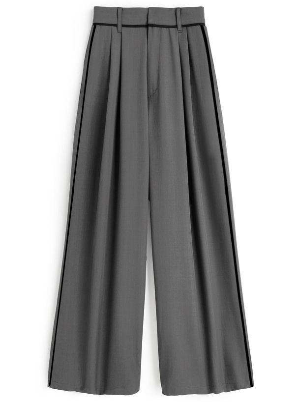 パイピングラインタックワイドパンツ