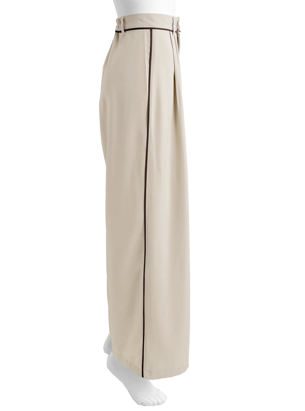 パイピングラインタックワイドパンツ