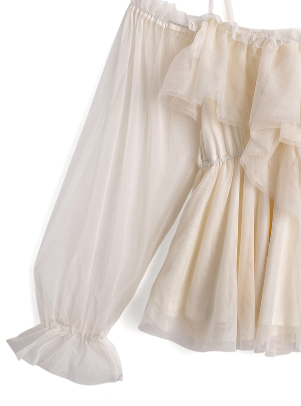 オフショルダーチュールフリルブラウス